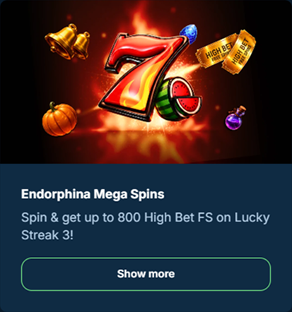 bonus-1 Endorphina Mega Spins seven 800 spins Lucky Streak