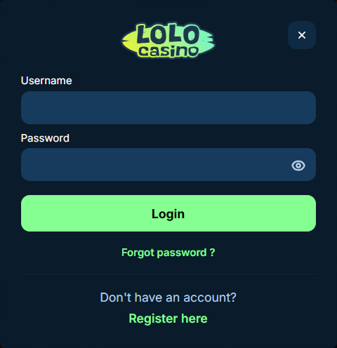 login Lolo login username password