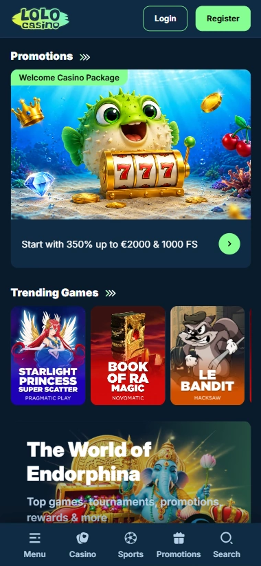 Lolo Casino home promotions trending games
